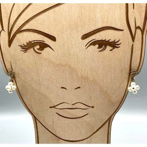 Vintage Basic Pearl Dangle Earrings, Gold Tone Filigree Clip Ons with Elegant